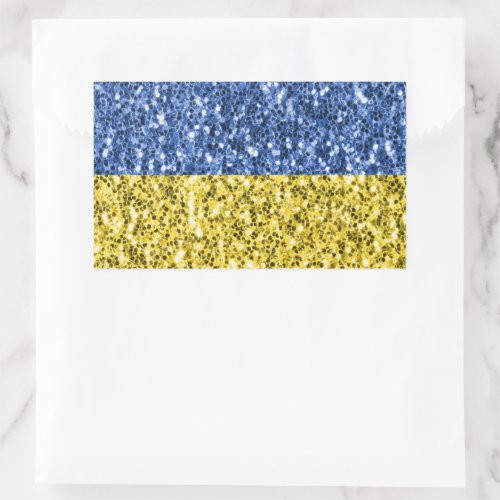 Blue yellow Ukraine flag glitter faux sparkles Rectangular Sticker