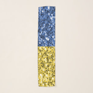 Blue yellow Ukraine flag glitter faux sparkles Scarf