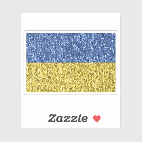 Blue yellow Ukraine flag glitter faux sparkles Sticker