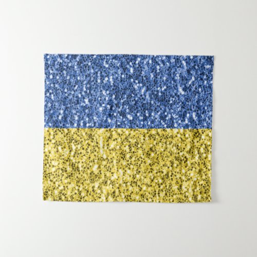 Blue yellow Ukraine flag glitter faux sparkles Tapestry