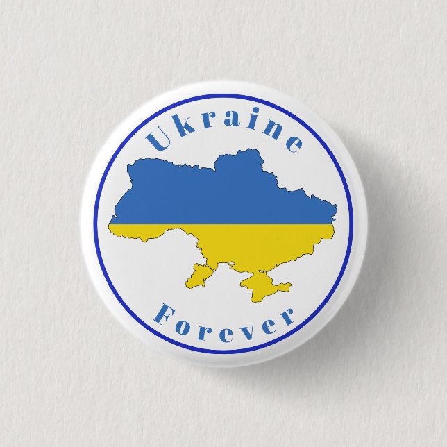 Blue Yellow Ukraine Forever Button (Front)