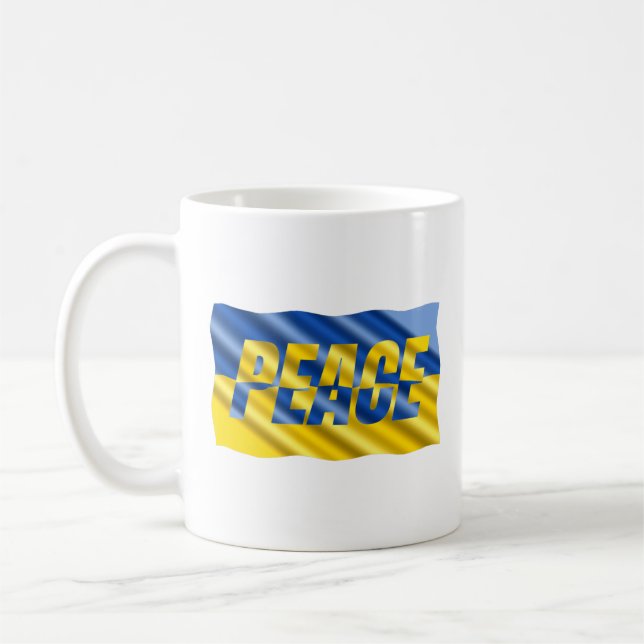 Blue Yellow Ukraine Inspired Peace No War Coffee Mug (Left)