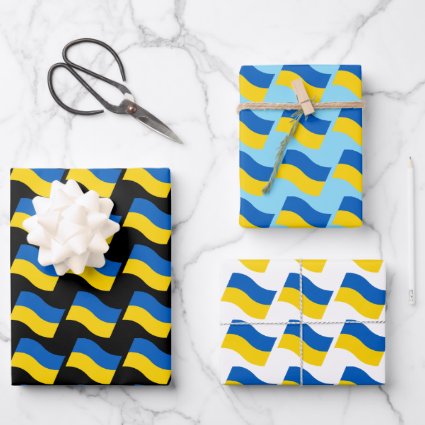 Blue Yellow Ukrainian Colors Wrapping Paper Sheets