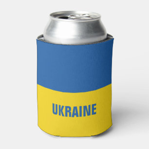 Blue yellow Ukrainian flag of Ukraine can cooler