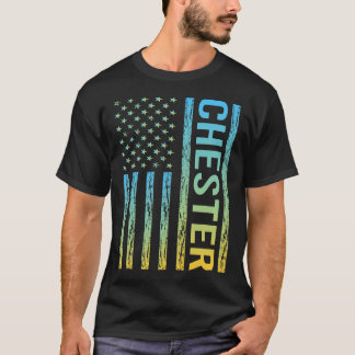 Blue Yellow USA Flag Chester T-Shirt