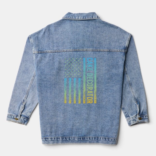 Blue Yellow USA Flag - Decorator  Denim Jacket (Back)