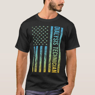 Blue Yellow USA Flag - Dialysis Technician T-Shirt