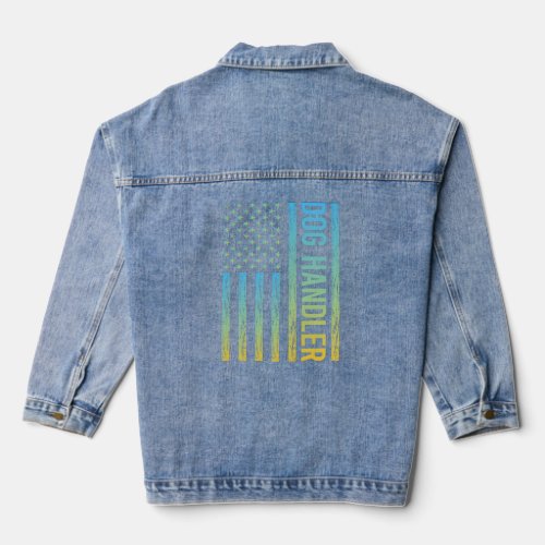 Blue Yellow USA Flag _ Dog Handler  Denim Jacket