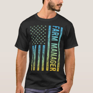 Blue Yellow USA Flag - Farm Manager T-Shirt