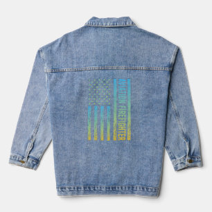 Blue Yellow USA Flag - Firefighter Denim Jacket