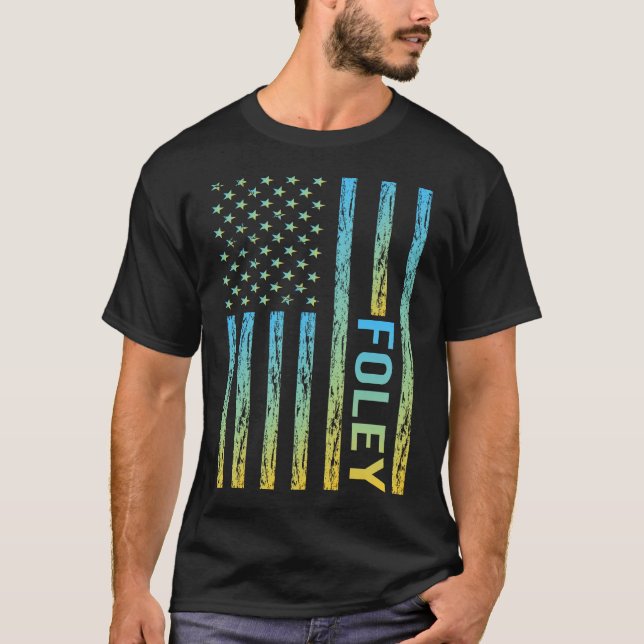 Blue Yellow USA Flag Foley T-Shirt (Front)