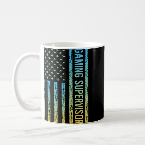 Blue Yellow USA Flag _ Gaming Supervisor  Coffee Mug