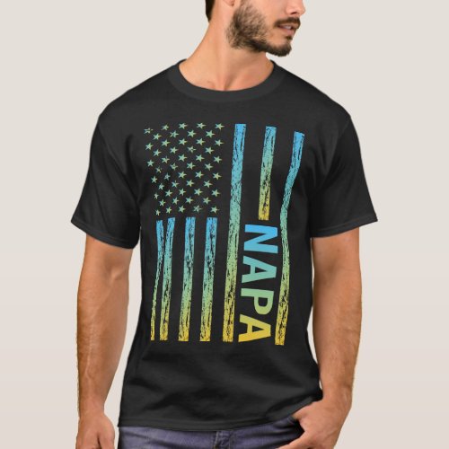 Blue Yellow USA Flag _ Napa T_Shirt