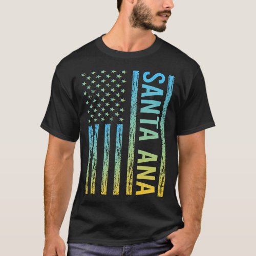 Blue Yellow USA Flag _ Santa Ana T_Shirt