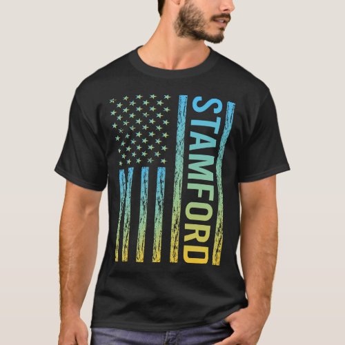 Blue Yellow USA Flag _ Stamford T_Shirt