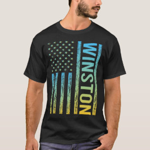 Blue Yellow USA Flag - Winston T-Shirt