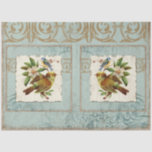 Blue Yellow Vintage Bird French Ephemera Decoupage Tissue Paper