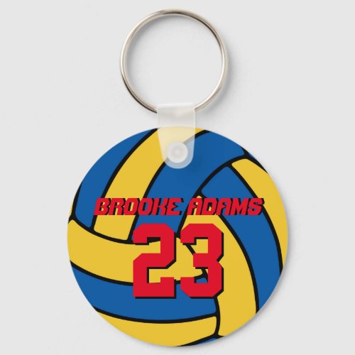 Blue Yellow Volleyball Sports Team Keychain