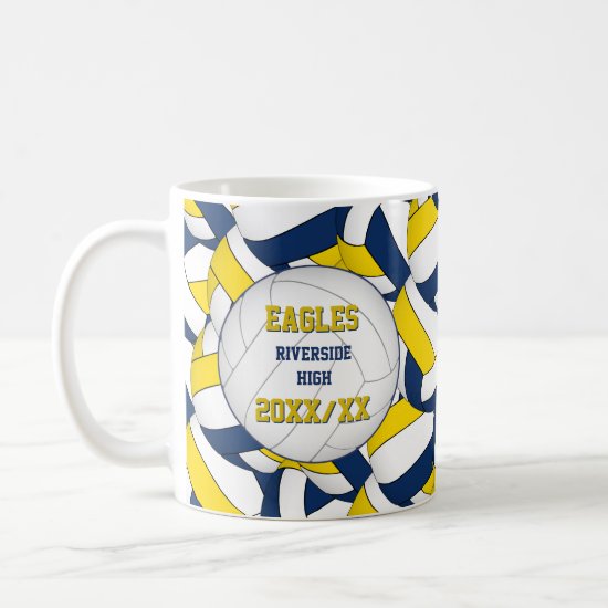 blue yellow volleyball team coach thank you gift coffee mug