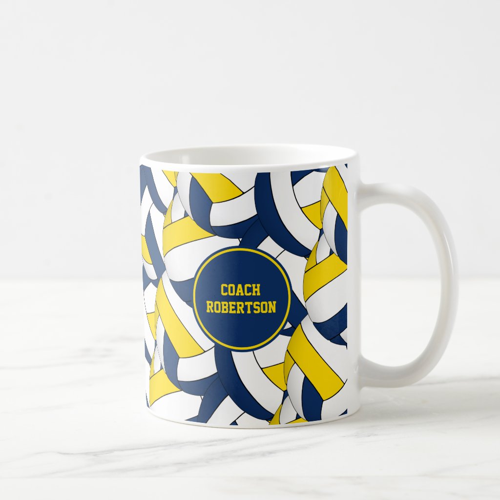 blue yellow volleyball team coach thank you gift coffee mug