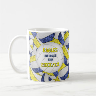 blue yellow volleyball team colors coach thank you coffee mug