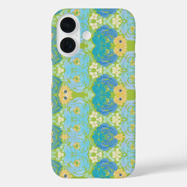 Blue & Yellow Watercolor Floral Case-Mate iPhone Case (Back)