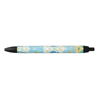 Blue & Yellow Watercolor Floral Pen