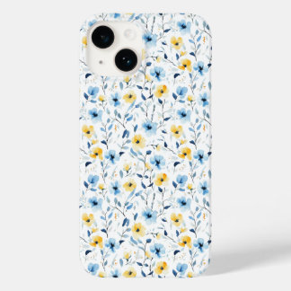 Blue Yellow Watercolor Wildflower Case-Mate iPhone 14 Case
