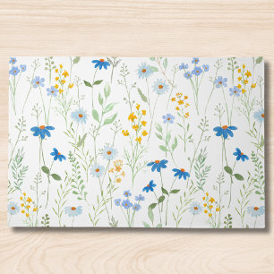 Blue Yellow Watercolor Wildflower Doormat