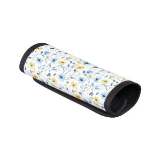Blue Yellow Watercolor Wildflower Luggage Handle Wrap