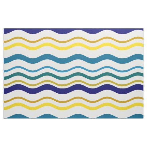 Blue Yellow Waves Fabric