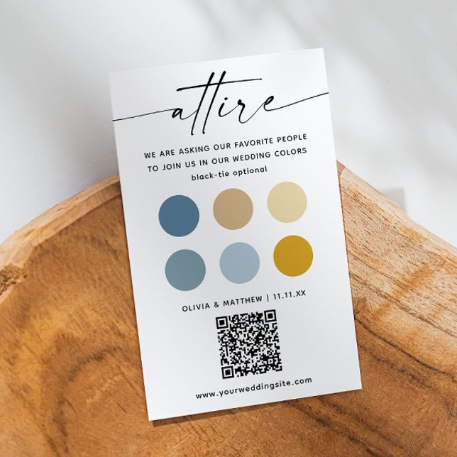 Blue Yellow wedding attire dress code palette + QR Enclosure Card (Creator Uploaded)