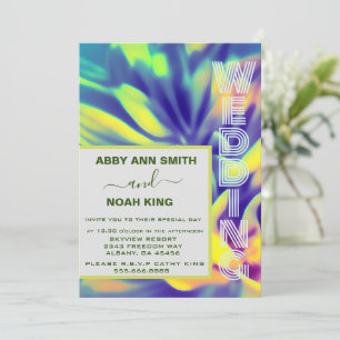 Blue & Yellow Wedding Invite - Watercolor Florals