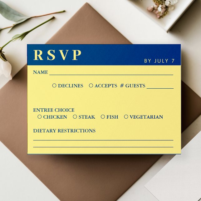 Blue & Yellow Wedding RSVP Card (Blue & Yellow Wedding RSVP)