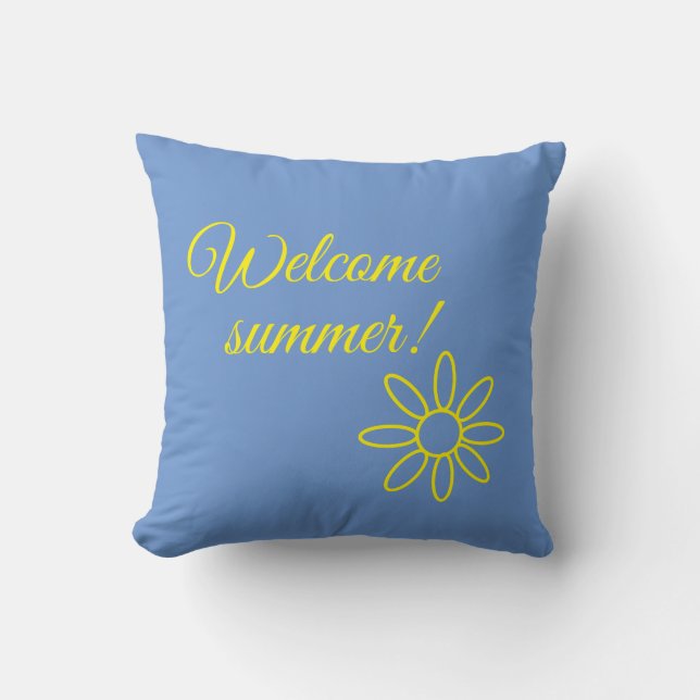 Blue & yellow, Welcome summer!  Throw Pillow (Front)
