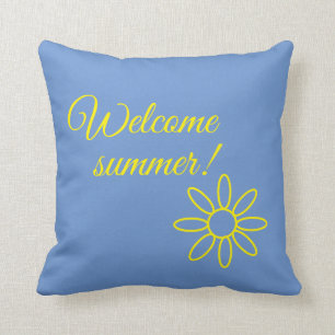 Blue & yellow, Welcome summer!  Throw Pillow