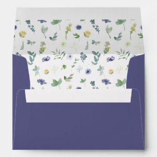 Blue Yellow Whimsical Flower Boho Wedding Envelope