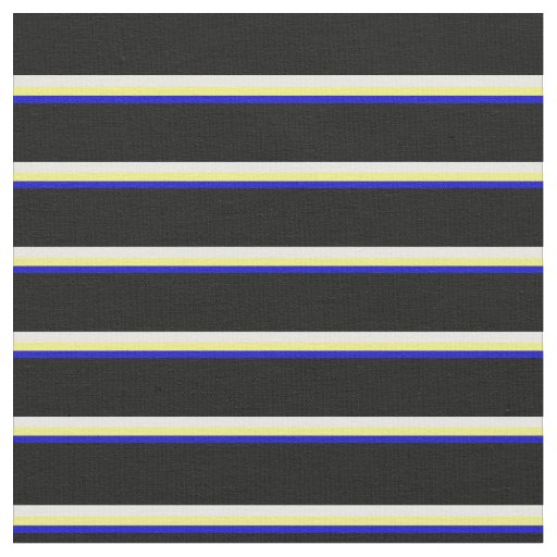 Blue, Yellow, White, and Black Striped Pattern Fabric