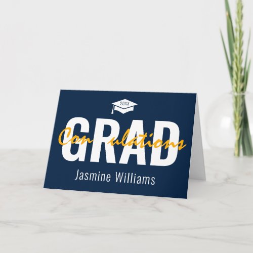 Blue Yellow White Congradulations Graduate Card