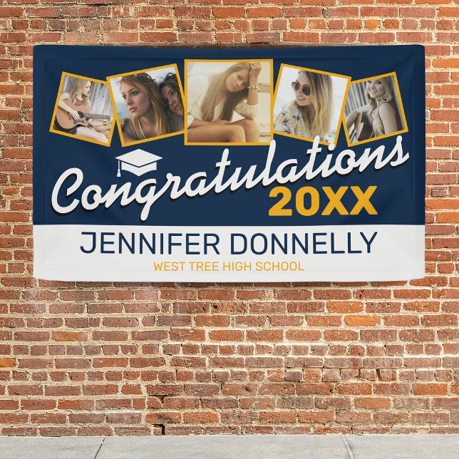 Blue Yellow White Congrats Graduate 2026 Banner (Creator Uploaded)