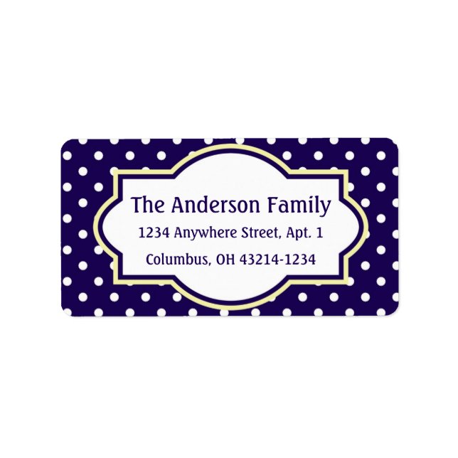 Blue Yellow & White Polka Dot Return Address Label (Front)