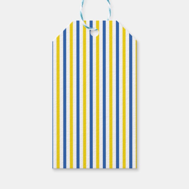 BLUE YELLOW WHITE STRIPES GIFT TAGS (Front)