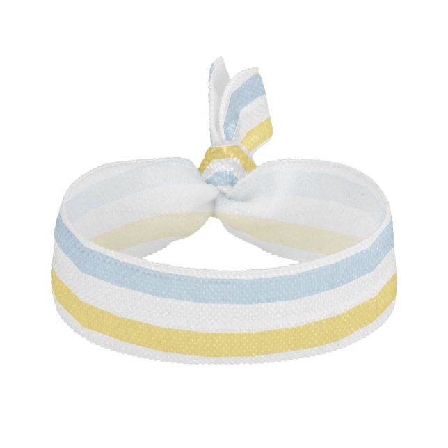 Blue Yellow & White Stripes Pattern Hair Tie (Front)