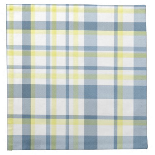 Blue Yellow White Watercolor Plaid Cloth Napkin