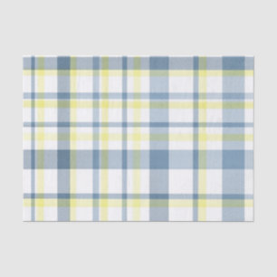 Blue Yellow White Watercolor Plaid Tissue Paper