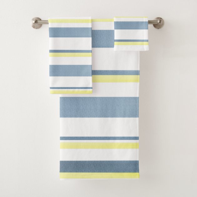 yellow and white striped bath towels