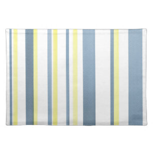 Blue Yellow White Watercolor Stripes Cloth Placemat