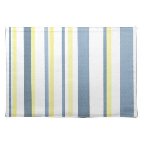 Blue Yellow White Watercolor Stripes Cloth Placemat