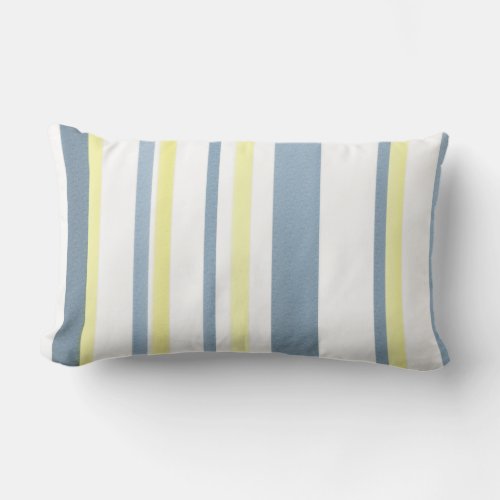Blue Yellow White Watercolor Stripes Lumbar Pillow