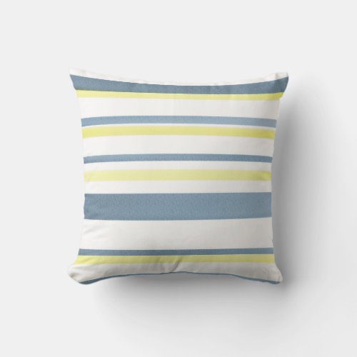 Blue Yellow White Watercolor Stripes Throw Pillow